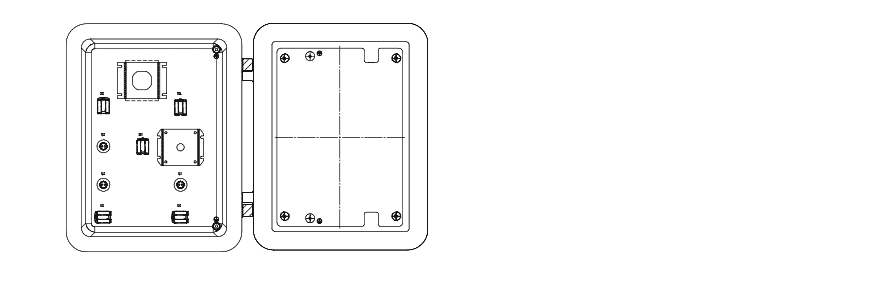Пример компоновки шкафа управления УНВ(В)-4055Х/ДЦ-4000 (без коммутационного оборудования) с открытой крышкой